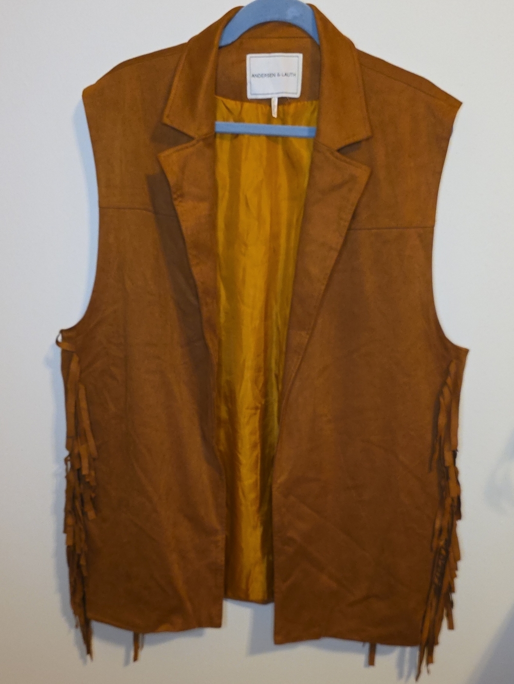 Women's Suede Fringe Vest - Cognac Brown